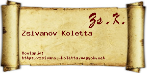 Zsivanov Koletta névjegykártya